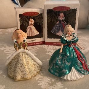 Lot of Two Hallmark Holiday Barbie Ornaments